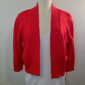 Ronnie Nicole Womens Red Open Front Cropped Cardigan Sweater Size XL